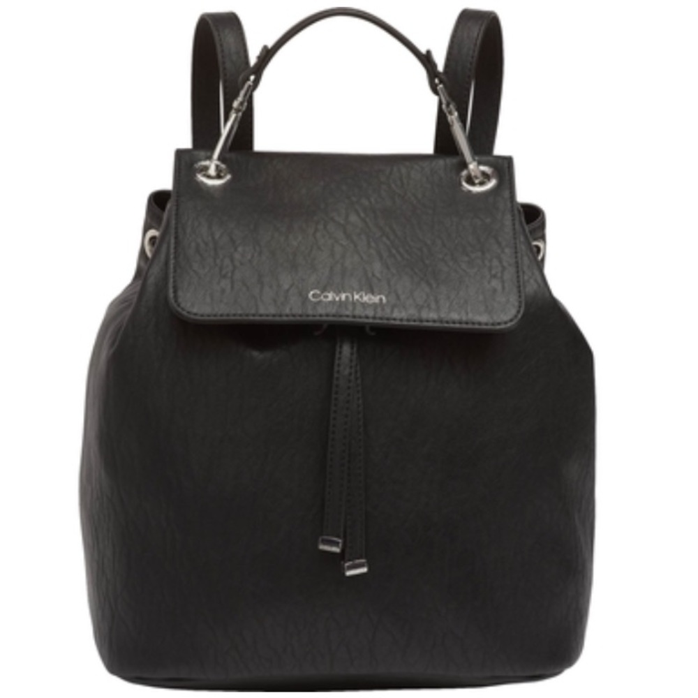 🆕 Calvin Klein Signature Black Leather Backpack